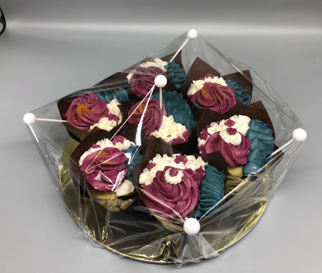 A coordinated cupcake spread