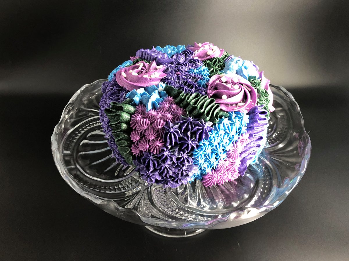 Jewel-tone rosettes on black